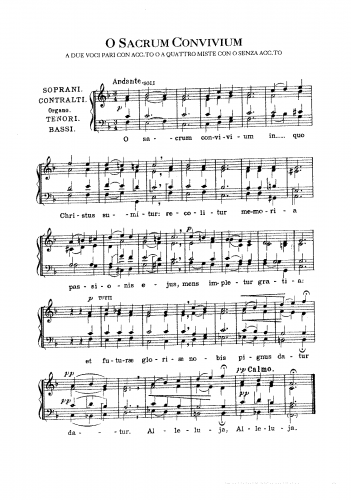 Perosi - O Sacrum Convivium a quattro voci eguali - For Mixed Chorus and Organ - Score