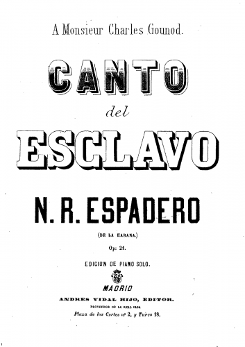 Ruiz Espadero - Canto del esclavo - Score