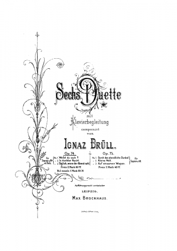 Brüll - 3 Duets - Vocal Score - Score