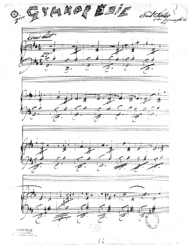 Satie - Suite: Trois Gymnopédies - Piano Score Première Gymnopédie - Score