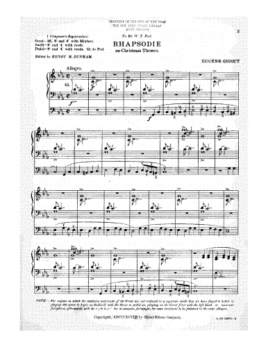 Gigout - 10 Pieces for Organ - Organ Scores VI. Rhapsodie - Score
