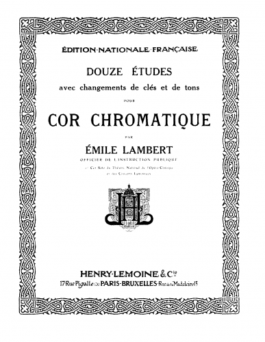 Lambert - Douze Études pour Cor chromatique - Etudes