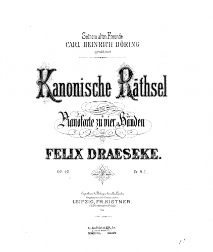 Draeseke - Kanonische Rätsel - Score