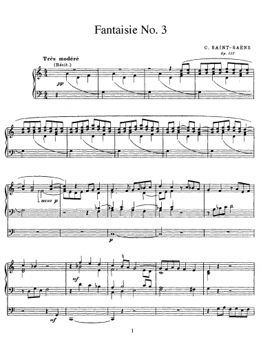 Saint-Saëns - Fantaisie No. 3, Op. 157 - Score