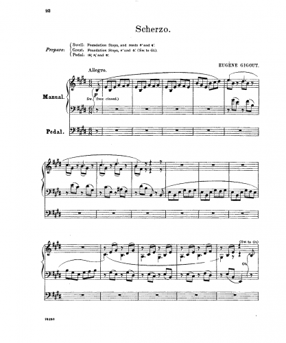 Gigout - 10 Pieces for Organ - Organ Scores VIII. Scherzo - Score