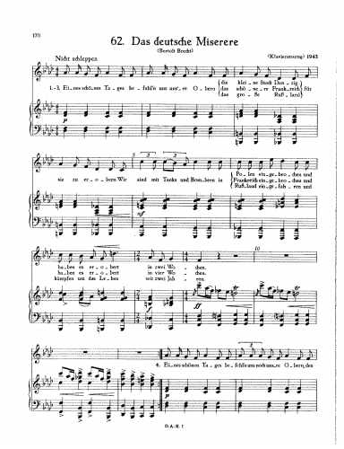 Eisler - Das deutsche Miserere - Score