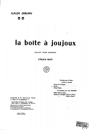Debussy - La Boîte à Joujoux - Piano Score Ronde - Score