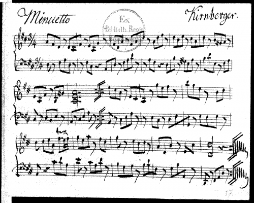 Kirnberger - Minuetto in D major - Score
