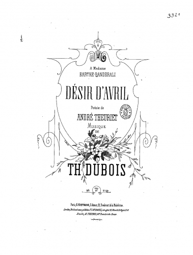 Dubois - Désir d'Avril - Score