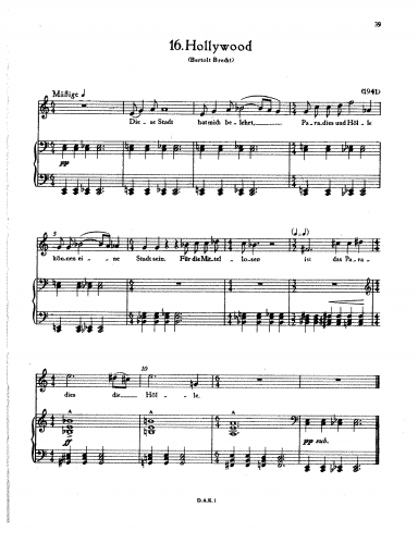 Eisler - Hollywood - Score