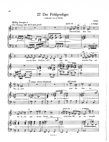 Eisler - Der Feldprediger - Score