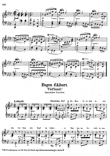 Albert - Tiefland - Spanisches Tanzlied For Piano solo - Score