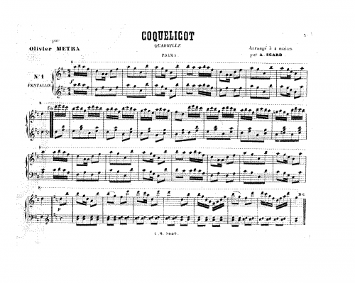 Métra - Coquelicot - For Piano 4 Hands (Scard) - Score
