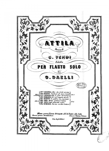 Verdi - Attila - Selections For Flute solo (Daelli) - Libro I - Complete score