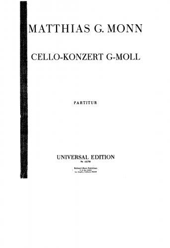 Monn - Cello Concerto in G minor - Score