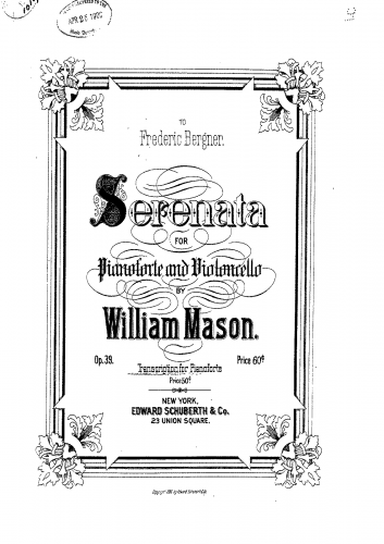Mason - Serenata for Cello and Piano - For Piano solo - Score