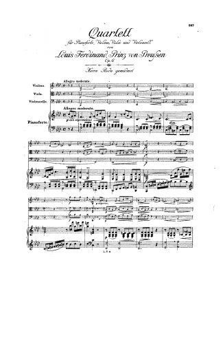 Louis Ferdinand - Piano Quartet - Full Score - Score