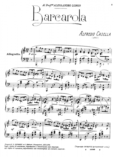 Casella - Barcarola, Op. 15 - Score