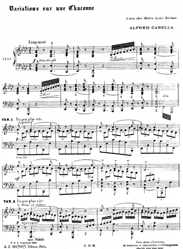 Casella - Variations sur une Chaconne, Op. 3 - complete score