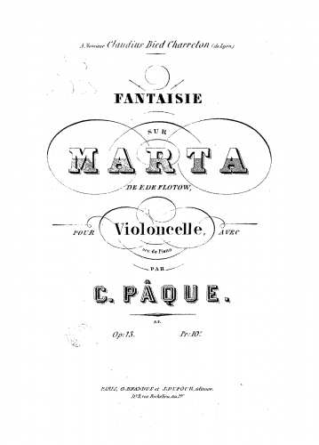 Pâque - Fantaisie sur 'Marta' - Score
