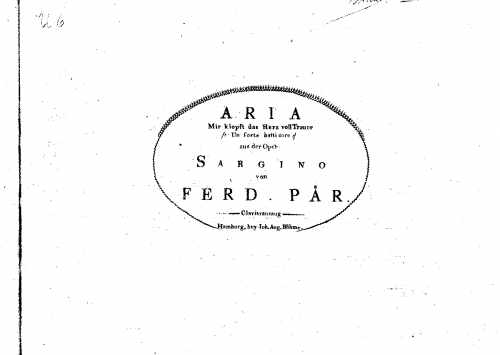 Paër - Sargino, ossia L'allievo dell'amore - Vocal Score Selections - Air: Un forte batti