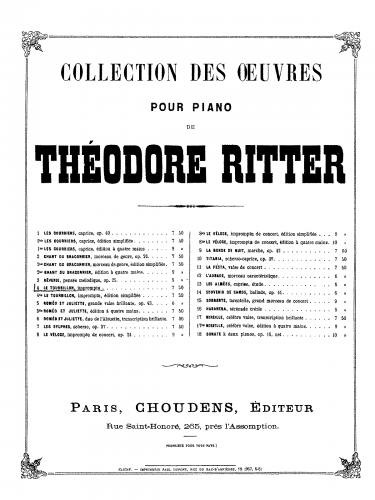 Ritter - Le tourbillon - Score