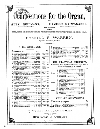 Saint-Saëns - Bénédiction Nuptiale - Organ Scores - Score