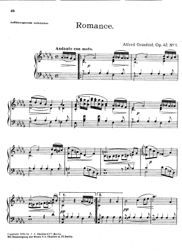 Grünfeld - Piano Pieces, Op. 42 - No. 1 - Romance