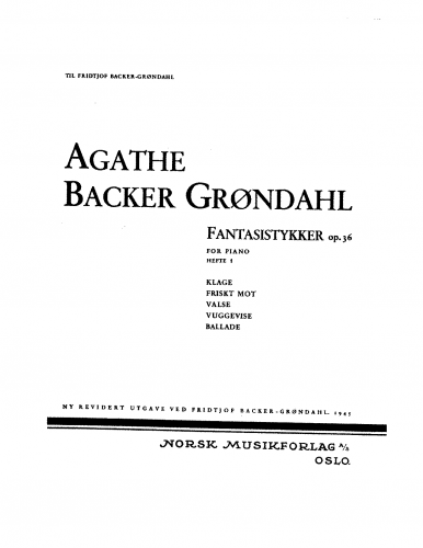 Backer-Grøndahl - 10 Fantasistykker, Op. 36 - Book 1, Nos.1-5