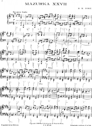 Ponce - Mazurka XXVII - Score