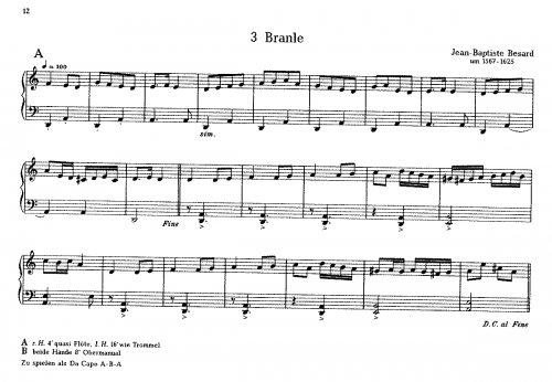 Besard - Branle - Score