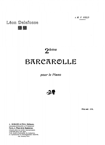 Delafosse - 2ème barcarolle - Piano Score - Score