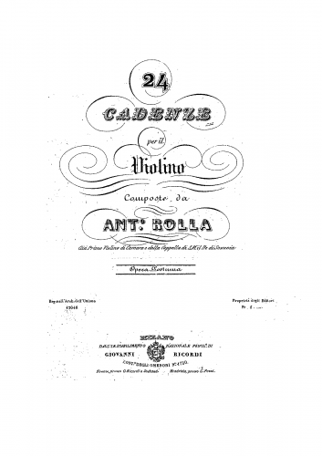 Rolla - 24 cadenze a violino solo - Score