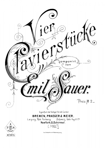 Sauer - 4 Klavierstücke, Op. 5 - Score