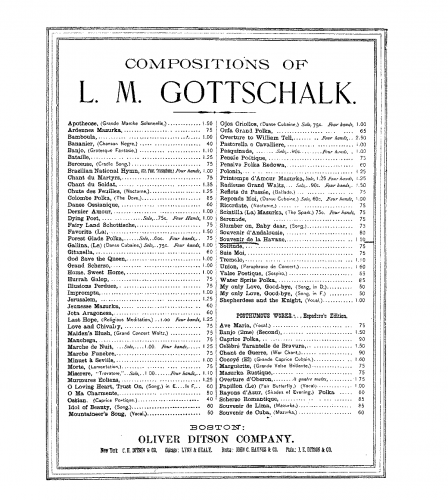 Gottschalk - Souvenir de la Havane - Score