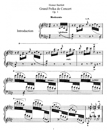 Bartlett - Grand Polka de Concert, Op. 1 - Piano Score - Score