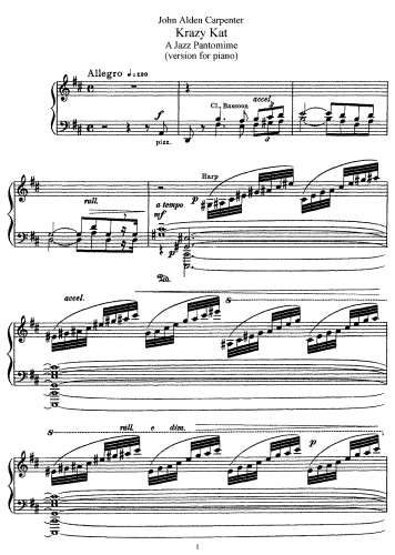 Carpenter - Krazy Kat - For Piano solo (Carpenter) - Score