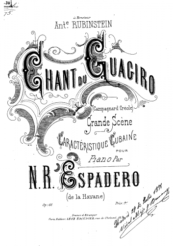 Ruiz Espadero - Chant du guagiro - Score