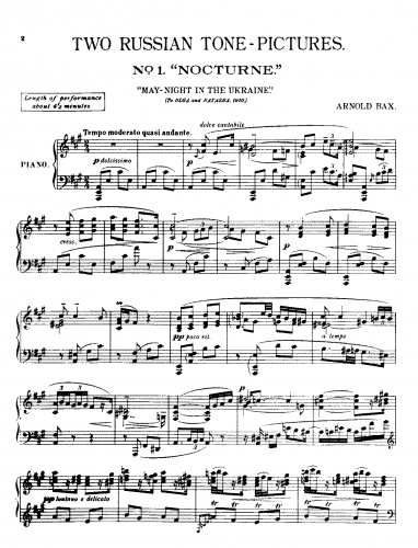 Bax - 2 Russian Tone-Pictures - Score