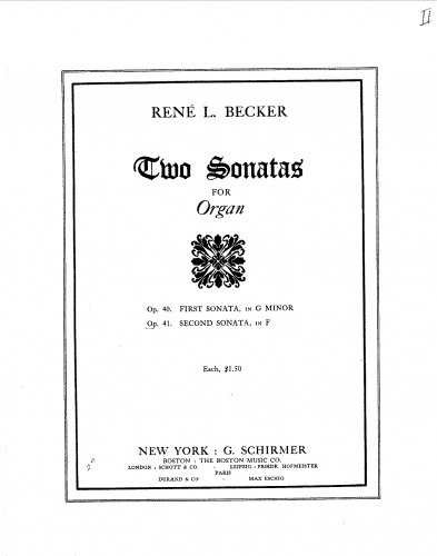 Becker - Organ Sonata No. 2, Op. 41 - Score