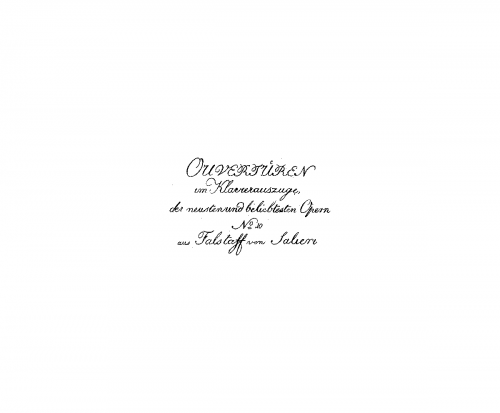 Salieri - Falstaff, ossia le tre burle - Sinfonia For Piano solo - Score