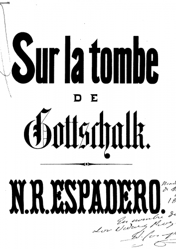 Ruiz Espadero - Sur la tombe de Gottschalk - Score