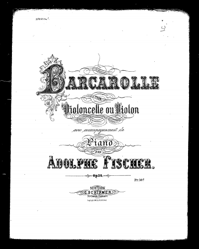 Fischer - Barcarolle, Op. 14 - Scores and Parts - Piano score and Violin part