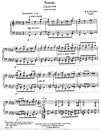 Blanchet - Tocsin, Op. 28 - Score
