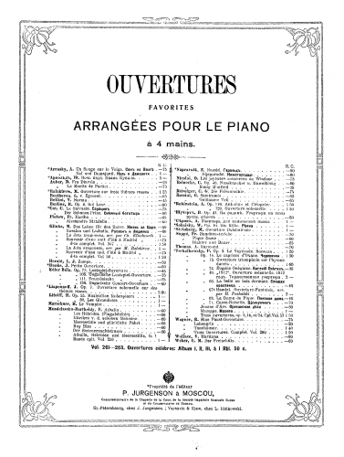 Kéler - Lustspiel-Ouverture - For Piano 4 hands - Score