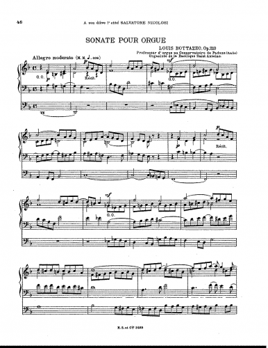 Bottazzo - Organ Sonata, Op. 210 - Score