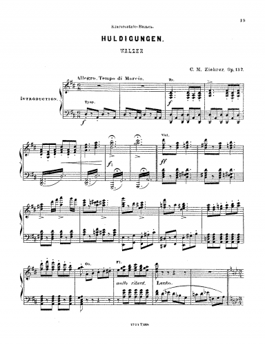 Ziehrer - Huldigungen - For Piano solo (Ziehrer) - Score