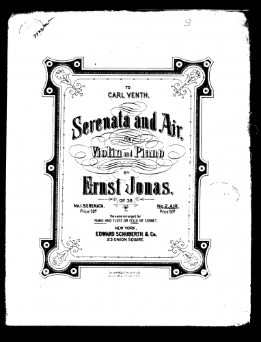 Jonas - Serenata and Air - Violin and Piano score, Cello part