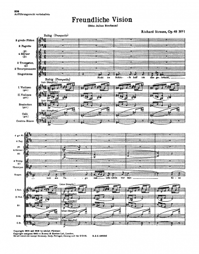 Strauss - 5 Lieder - 1. Freundliche Vision - For Voice & Orchestra