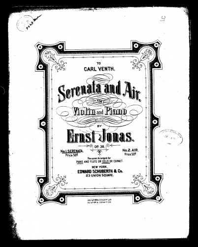Jonas - Serenata and Air - Violin and Piano score, Cello part